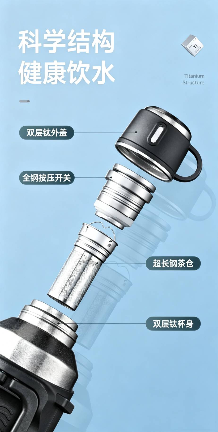 Explorer Pure Titanium Outdoor Flask detail